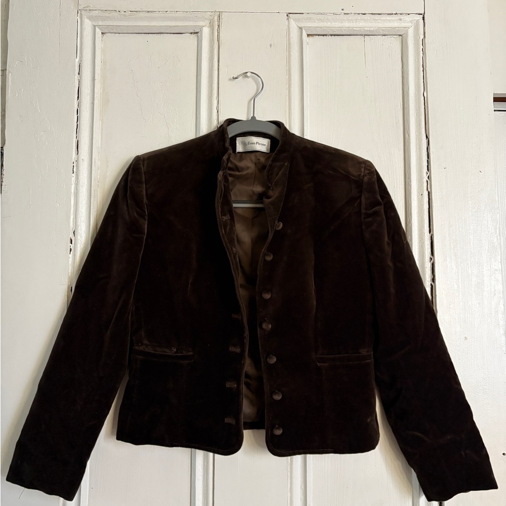 Vintage Evan Picone Dark Brown Velvet Blazer